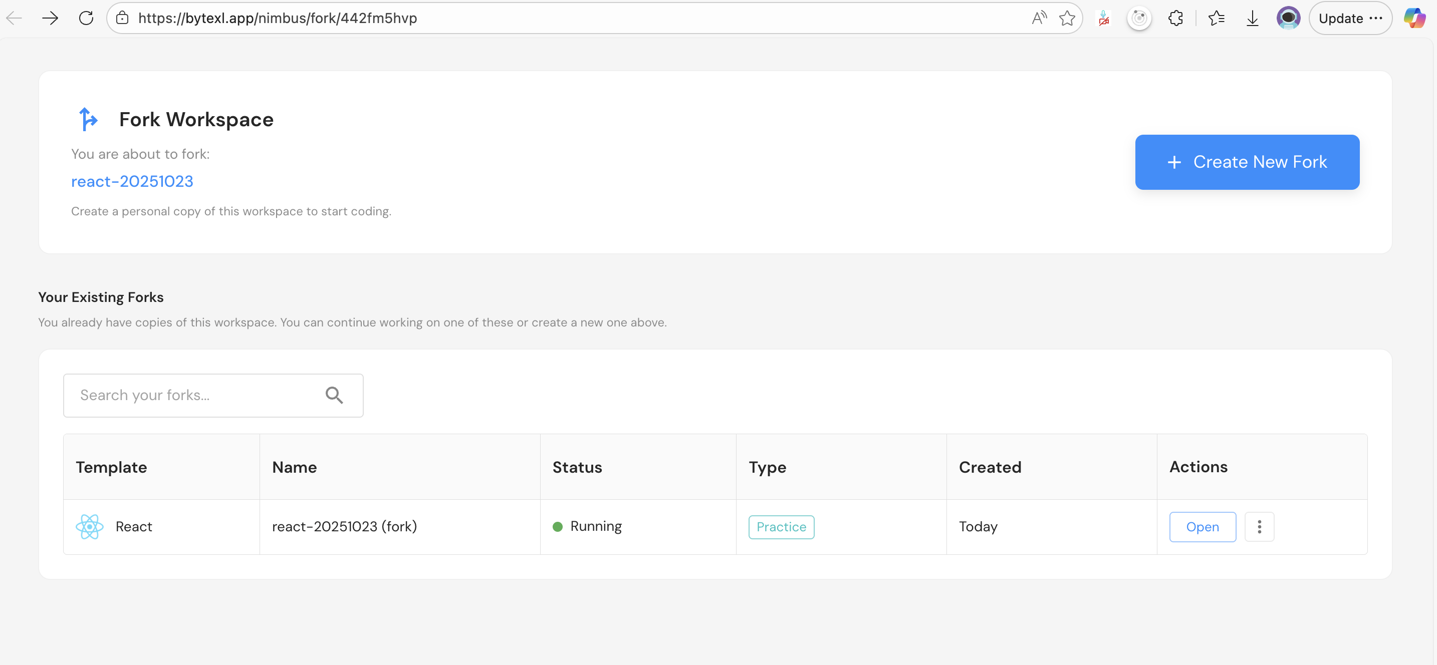 Fork Template Workspace
